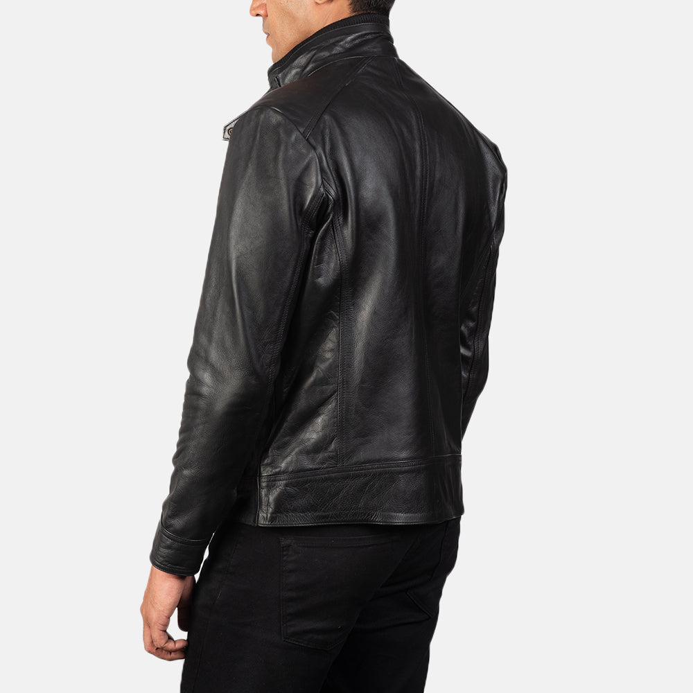 Sowachi Darren Black Leather Biker Jacket