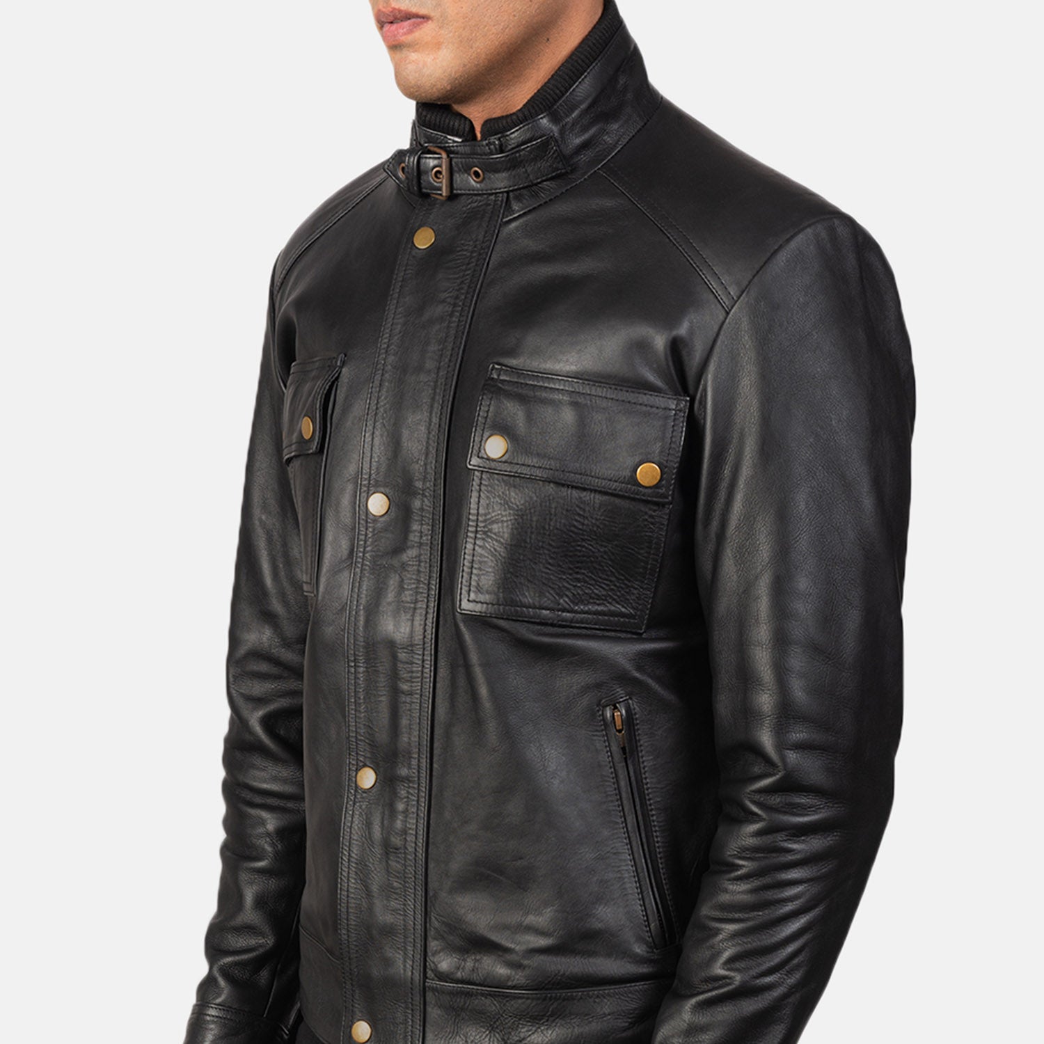 Sowachi Darren Black Leather Biker Jacket