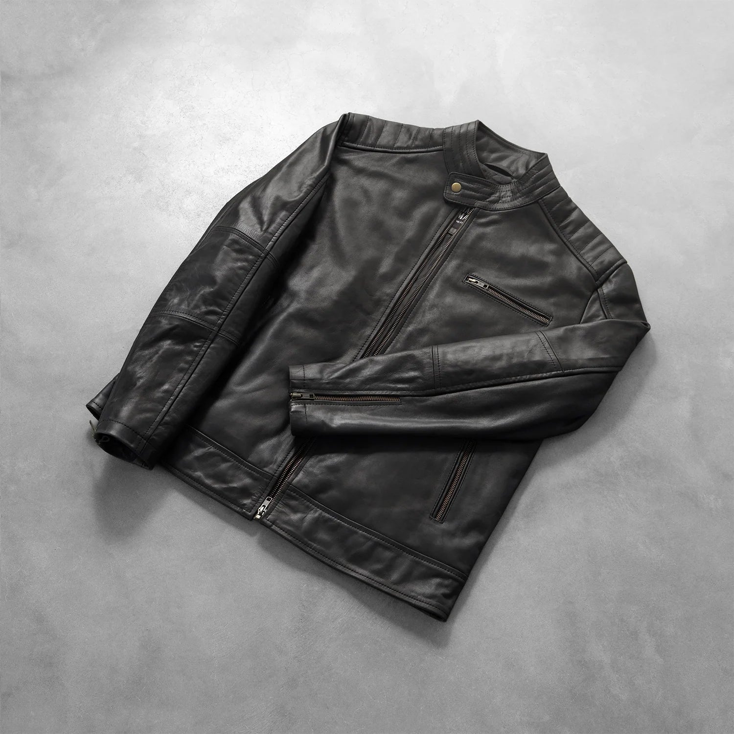 Sowachi Dean Black Leather Biker Jacket