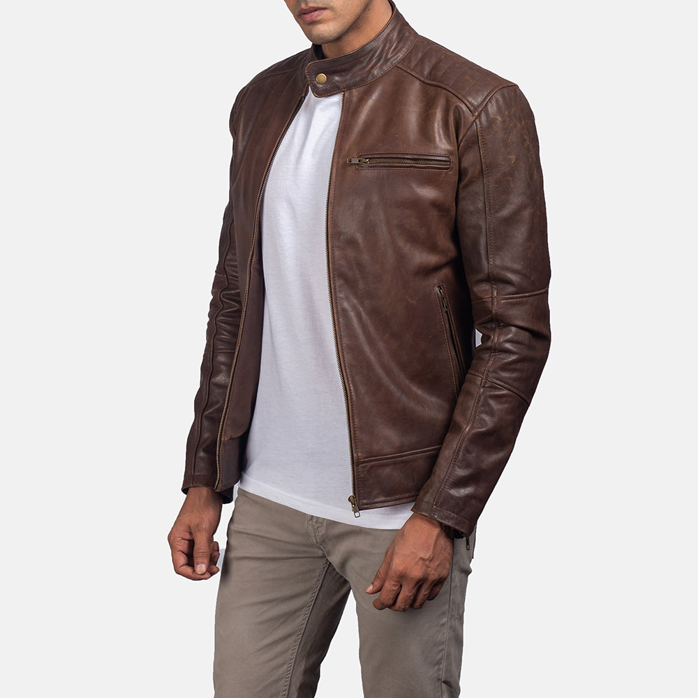 Sowachi Dean Brown Leather Biker Jacket