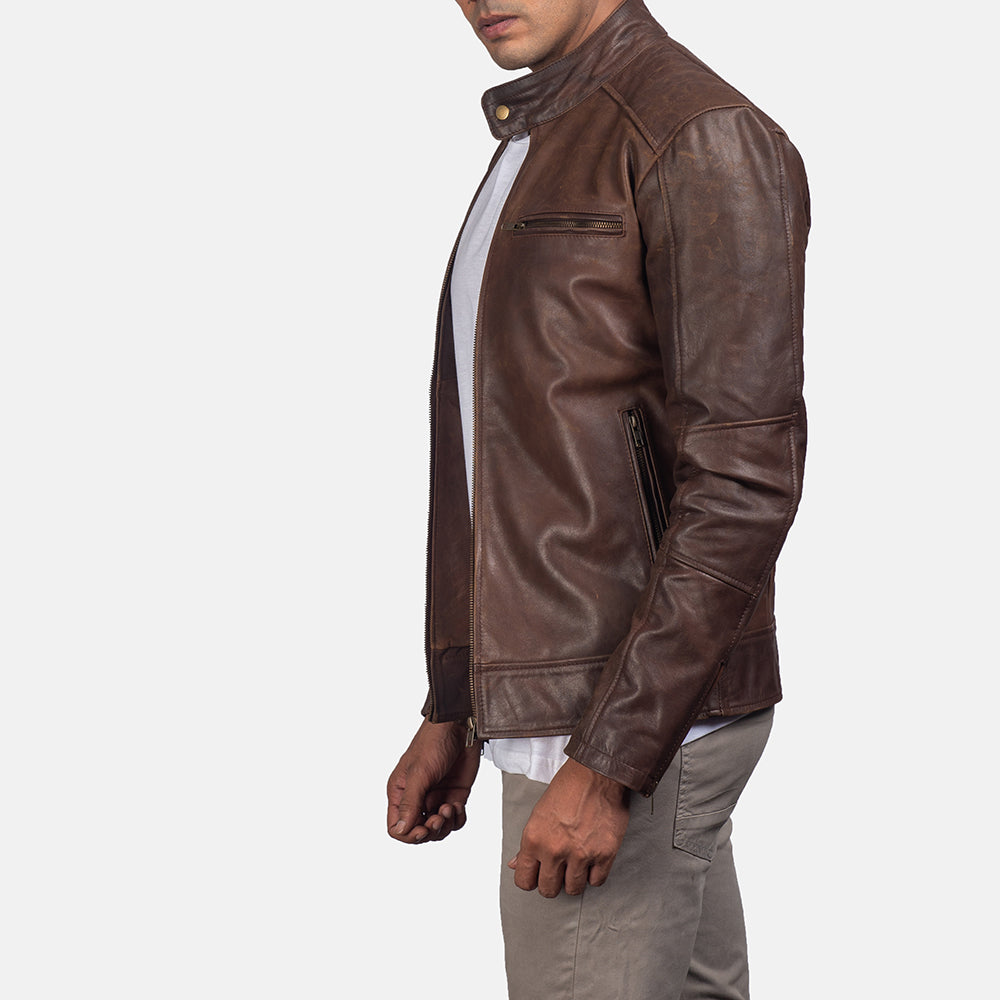 Sowachi Dean Brown Leather Biker Jacket