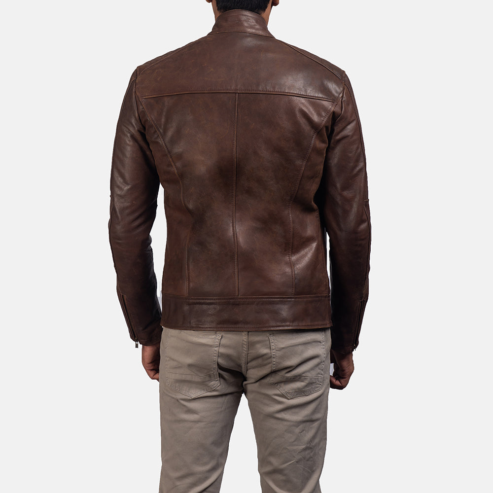 Sowachi Dean Brown Leather Biker Jacket