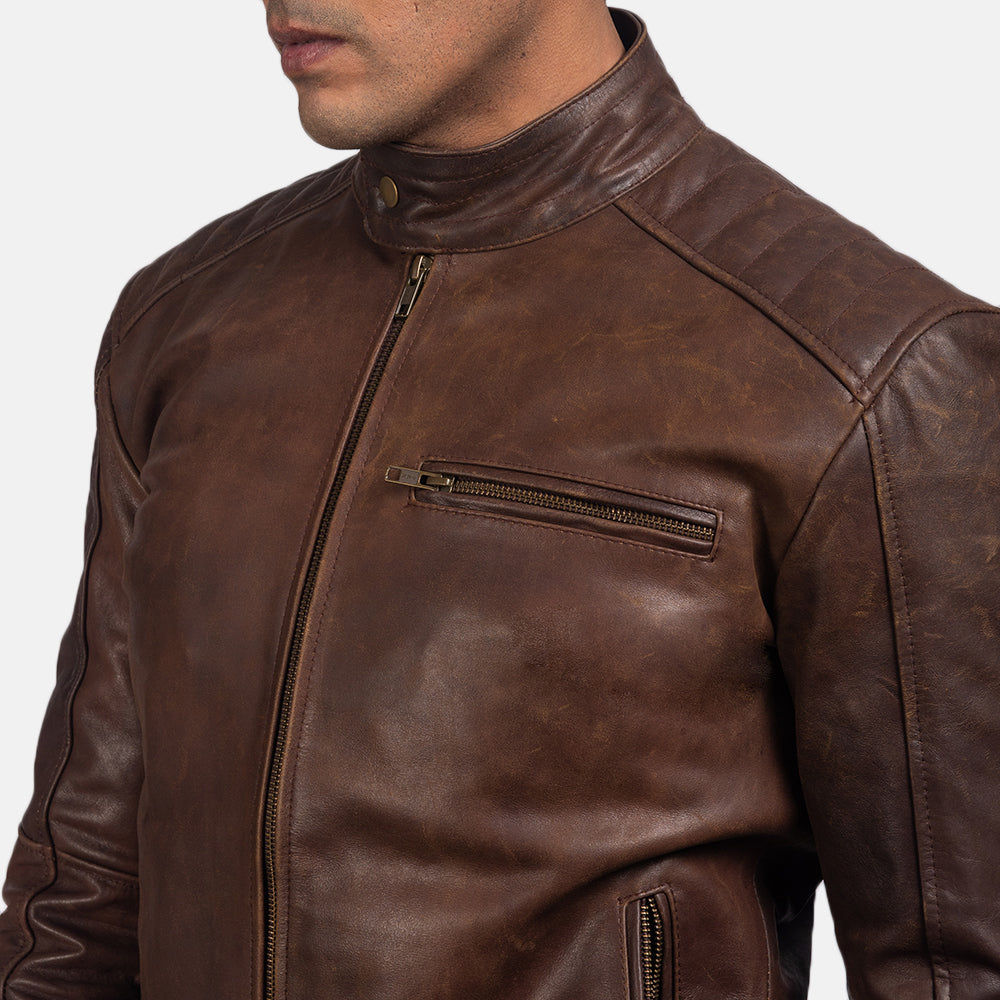 Sowachi Dean Brown Leather Biker Jacket