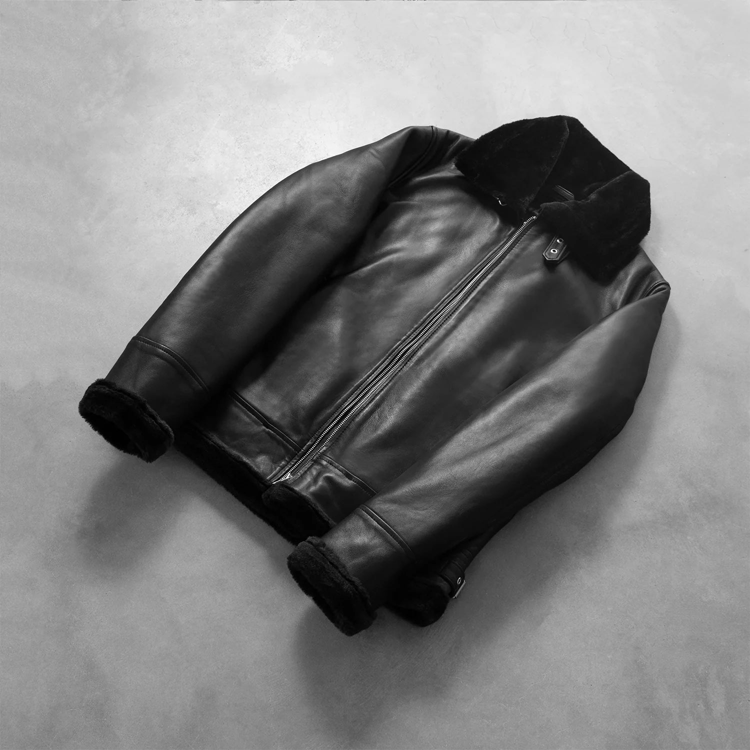 Sowachi Francis B-3 Black Leather Bomber Jacket