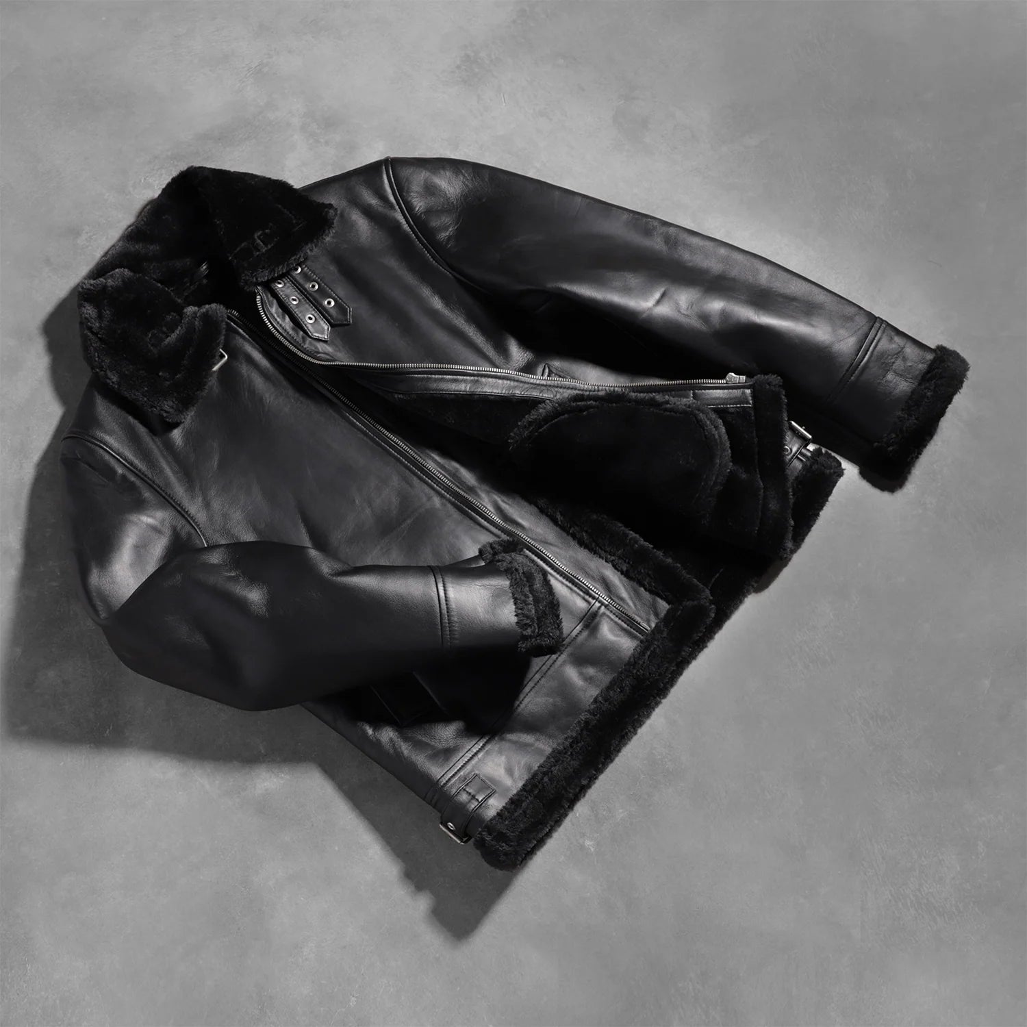 Sowachi Francis B-3 Black Leather Bomber Jacket