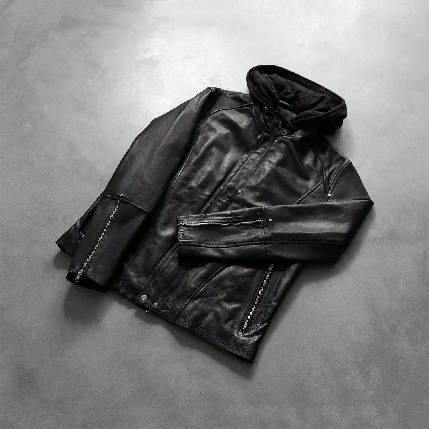 Sowachi[FS] Highschool Black Hooded Leather Jacket