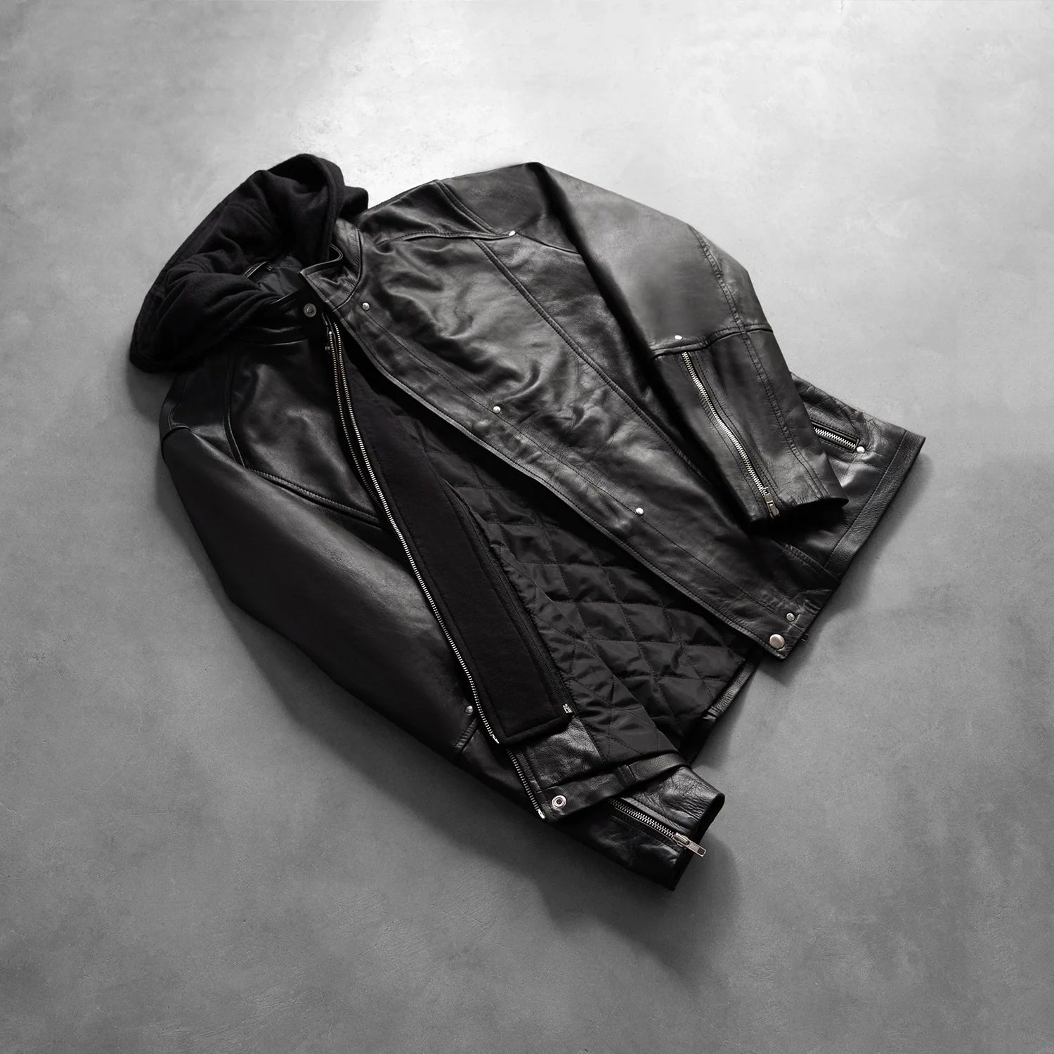 Sowachi[FS] Highschool Black Hooded Leather Jacket