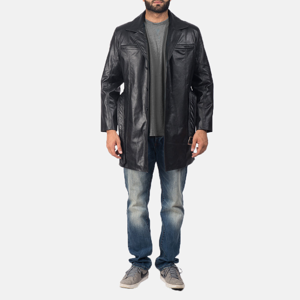 Sowachi Jordan Black Leather Coat