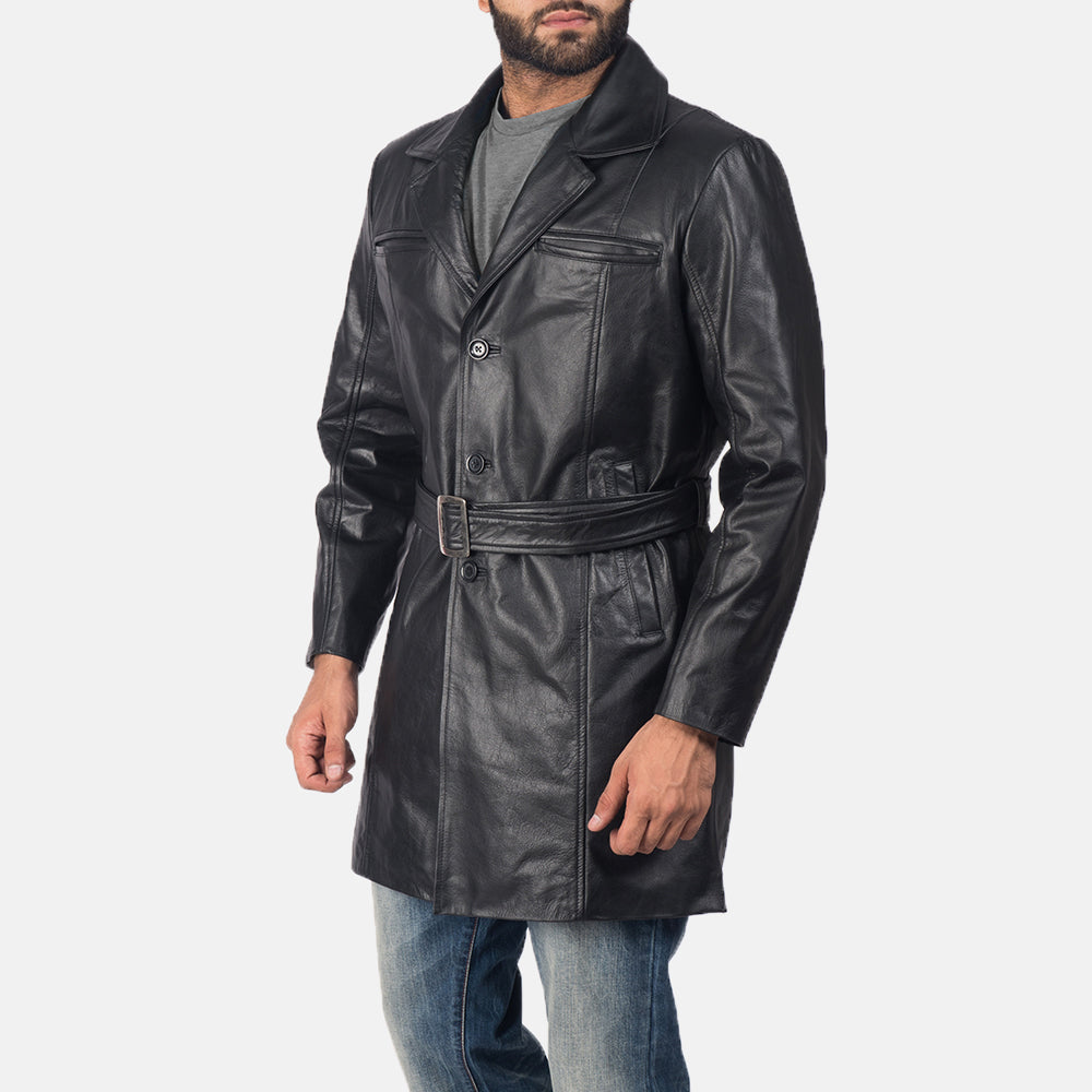 Sowachi Jordan Black Leather Coat