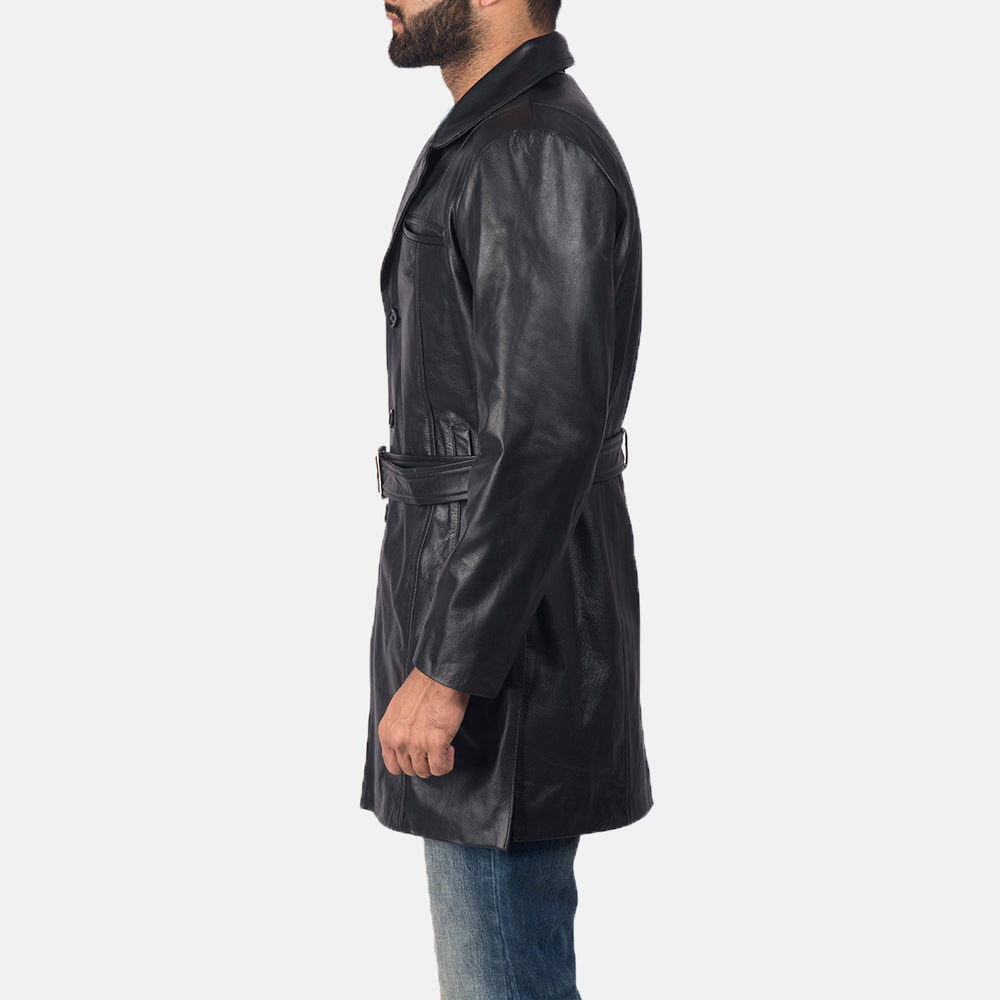 Sowachi Jordan Black Leather Coat