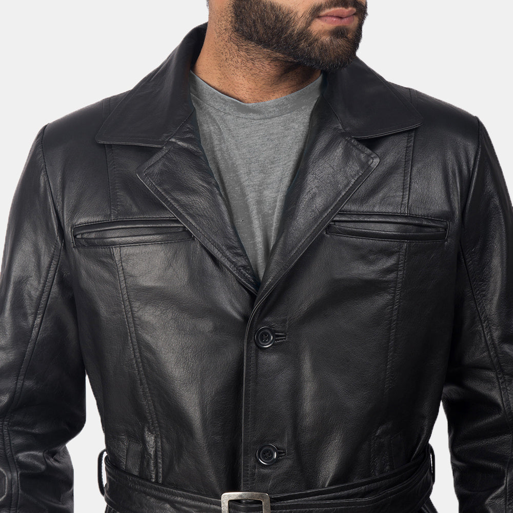 Sowachi Jordan Black Leather Coat