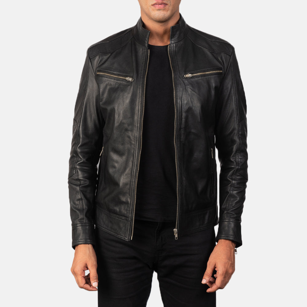 Sowachi Mack Black Leather Biker Jacket
