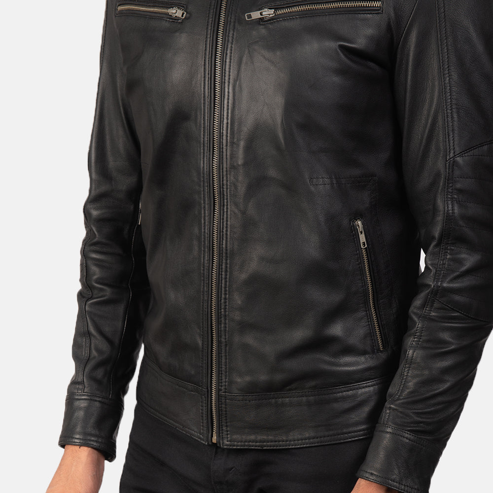 Sowachi Mack Black Leather Biker Jacket