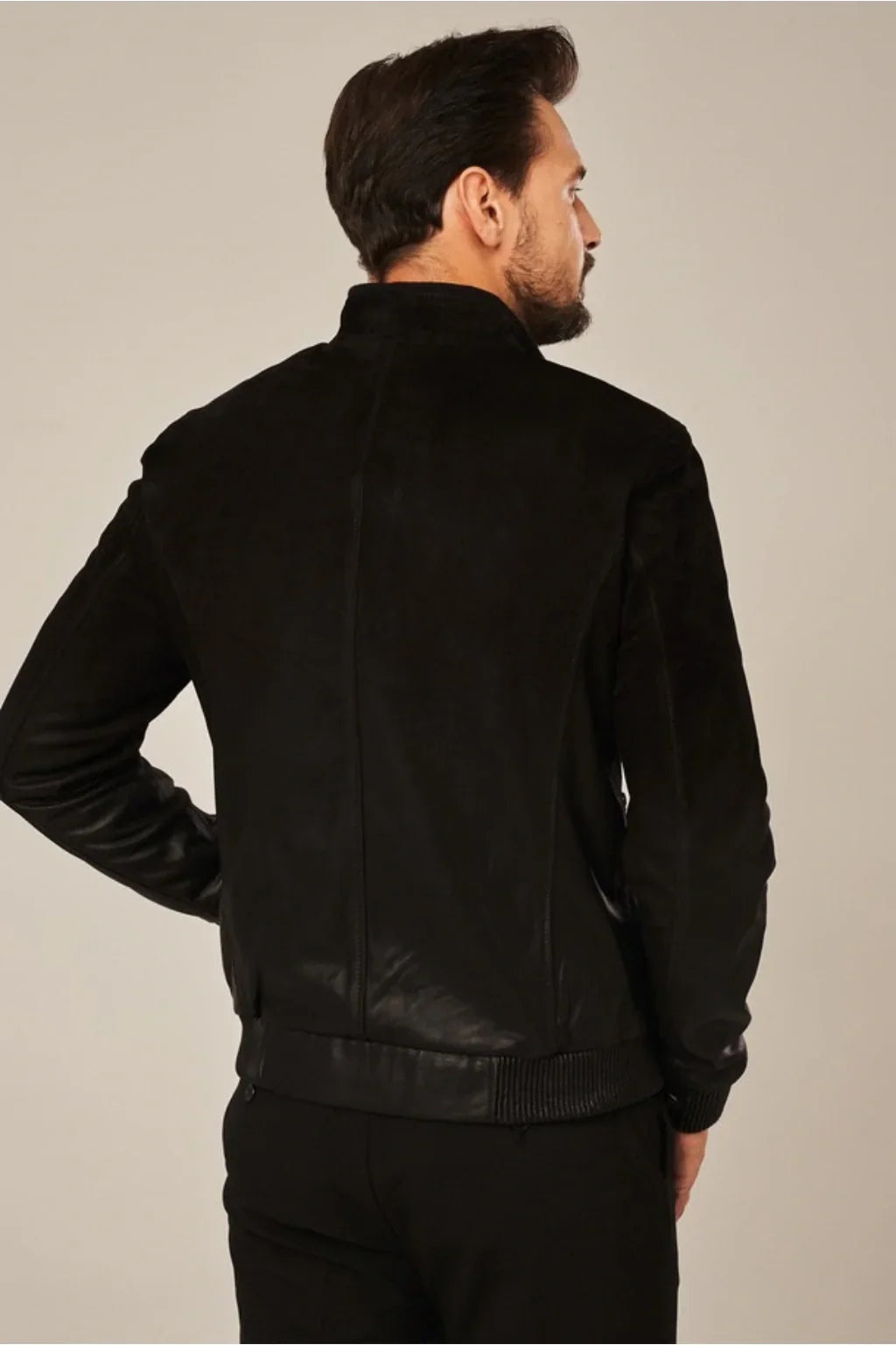 Sowachi Men's Black Rub Off Leather Bomber Jacket