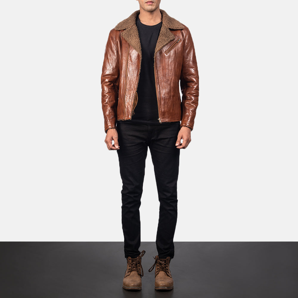 Sowachi Alberto Shearling Brown Leather Jacket