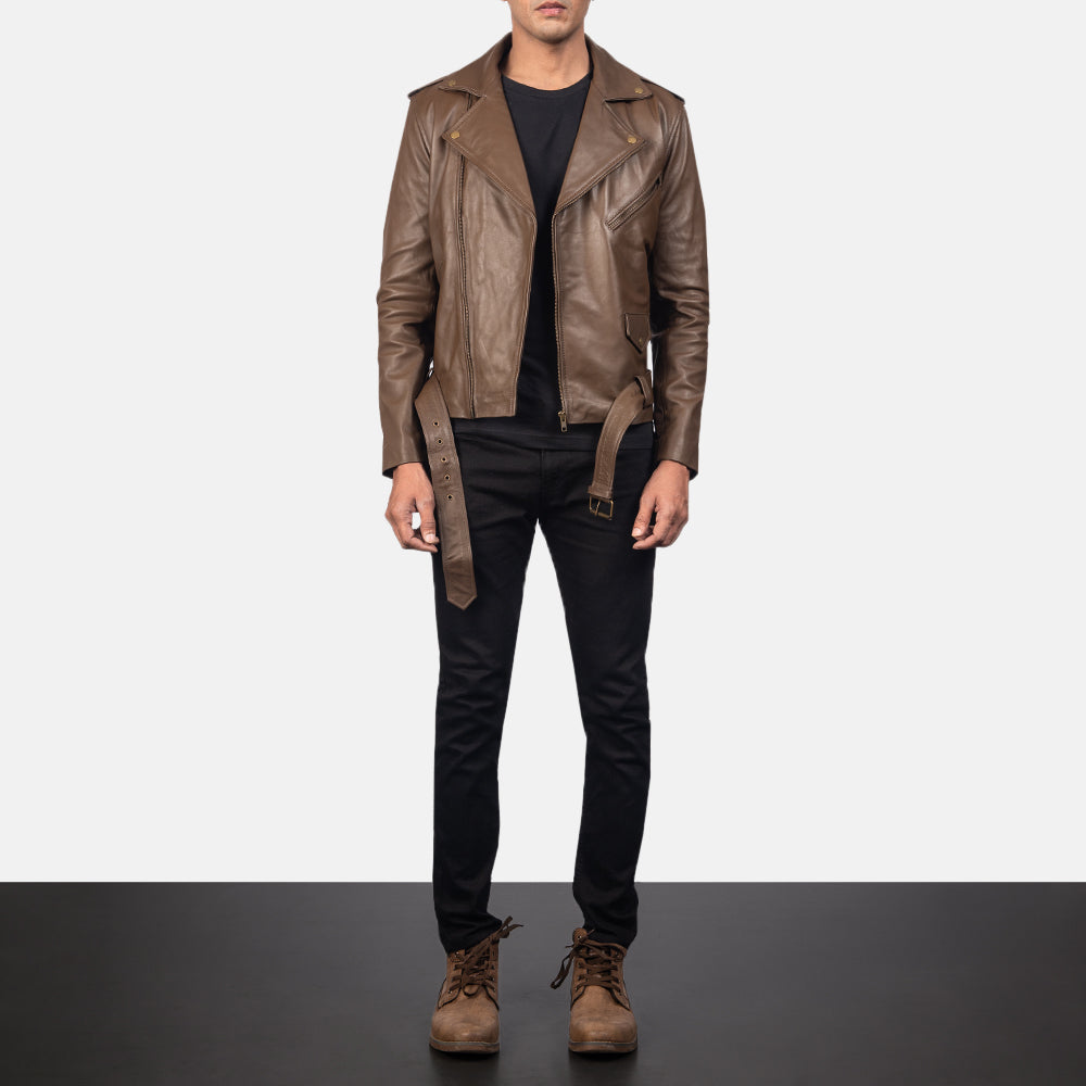 Sowachi Allaric Alley Mocha Leather Biker Jacket