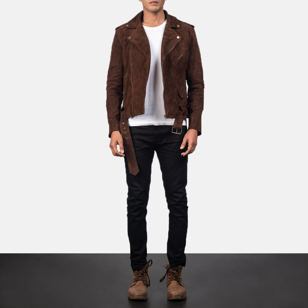 Sowachi Allaric Alley Mocha Suede Biker Jacket