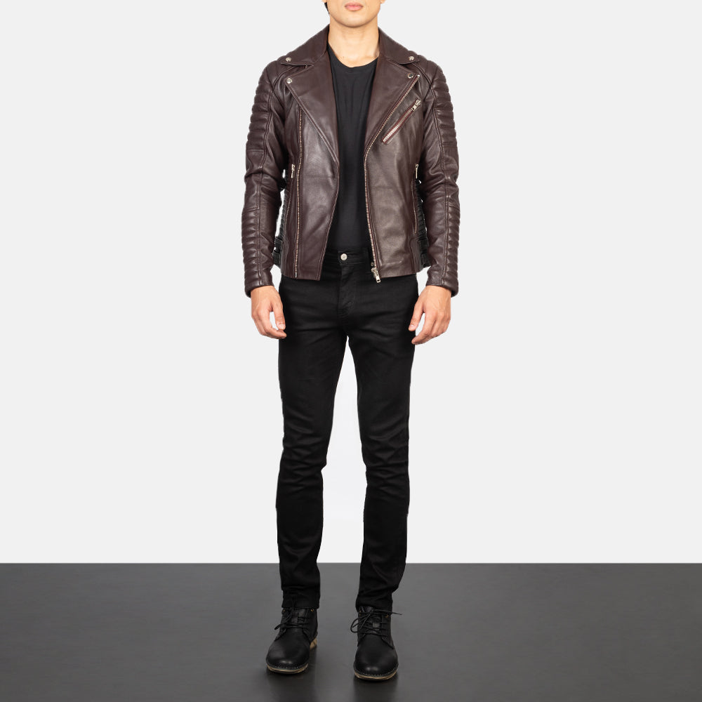Sowachi Armand Maroon Leather Biker Jacket