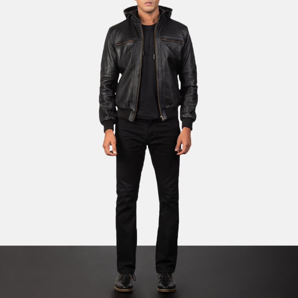 Sowachi [FS] Bouncer Biz Black Leather Bomber Jacket