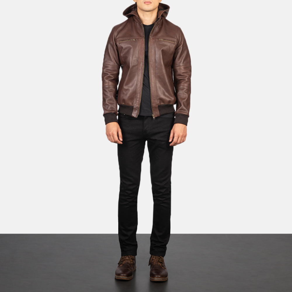 Sowachi [FS] Bouncer Biz Brown Leather Bomber Jacket