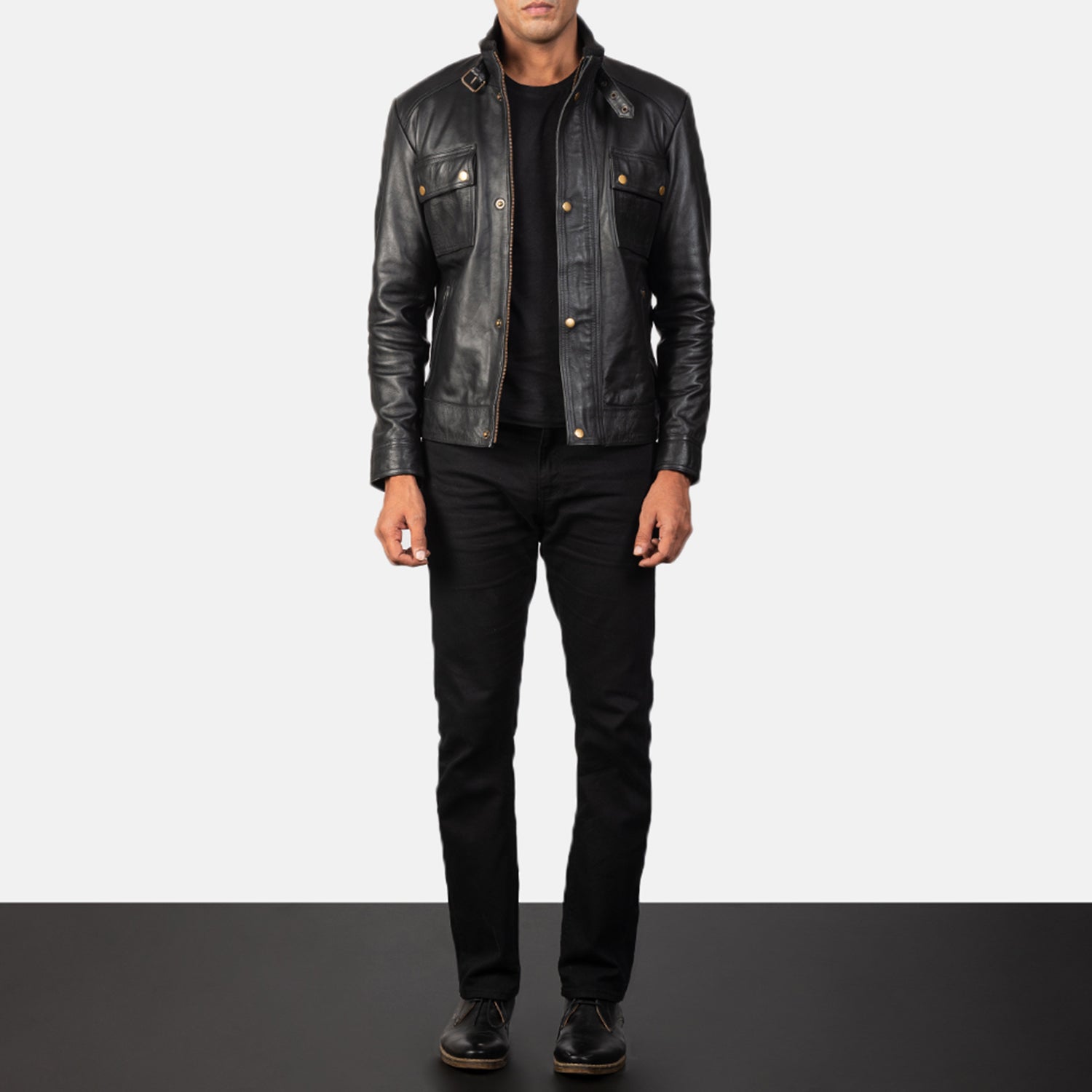 Sowachi Darren Black Leather Biker Jacket