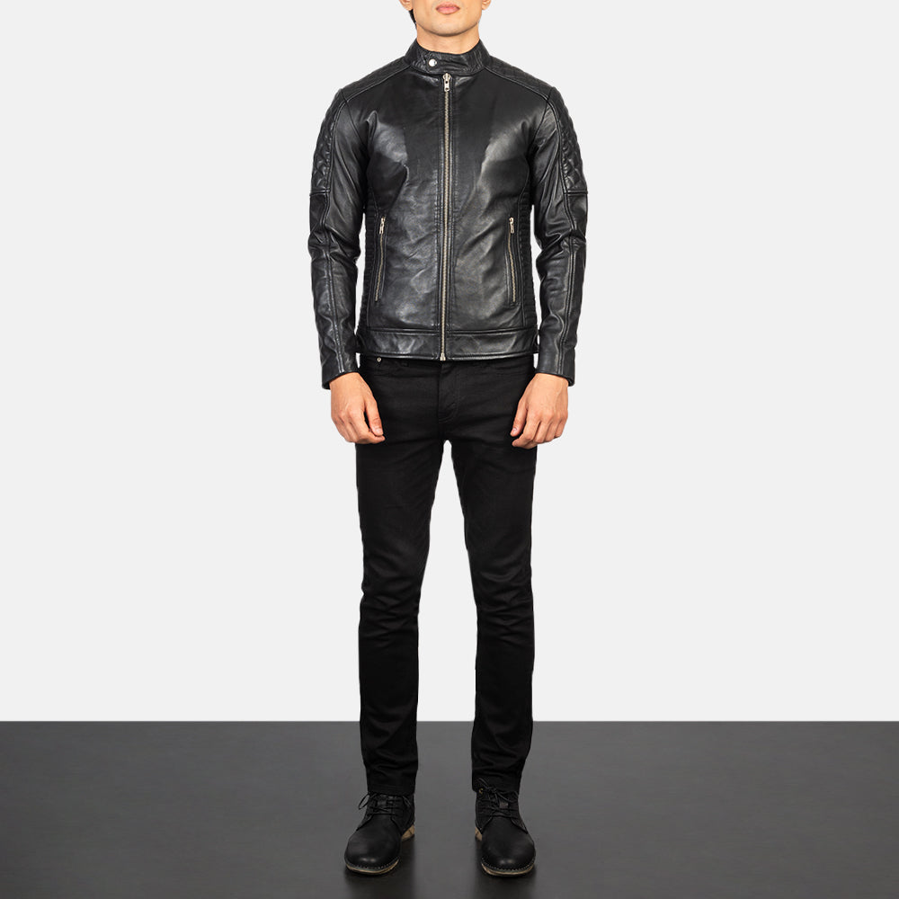 Sowachi Fernando Quilted Black Leather Biker Jacket