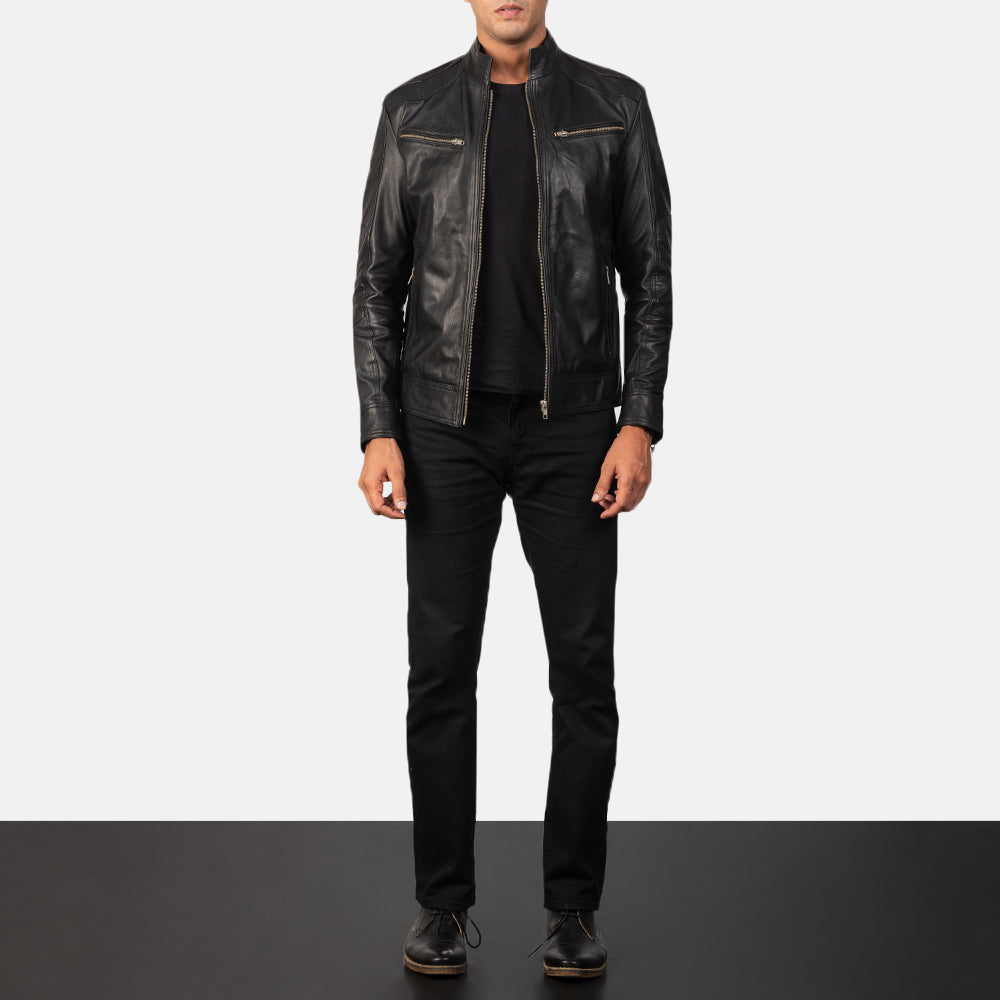 Sowachi Mack Black Leather Biker Jacket