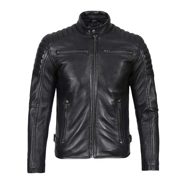 Sowachi Luka - Men Black Motorcycle Padded Leather Jacket