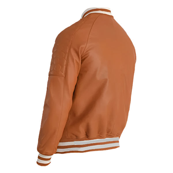 Sowachi Seldric - Men Brown Leather Varsity Jacket