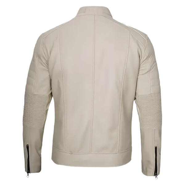 Sowachi Neno - Men Cafe Racer Beige Leather Jacket