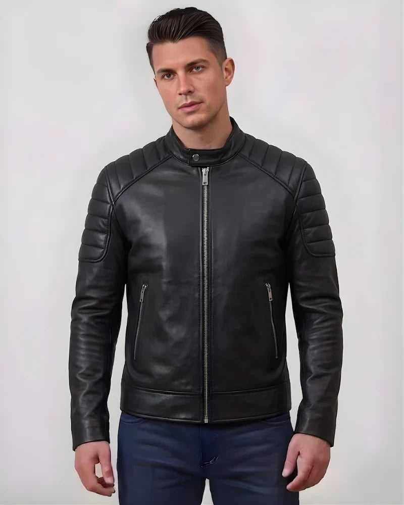 Sowachi Jendric - Men Distressed Black Leather Motorcycle Jacket