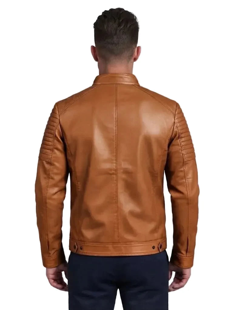 Sowachi Orlena - Men Padded Cafe Racer Brown Leather Jacket