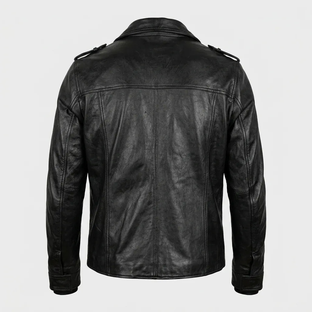 Sowachi Men's Sheepskin Black Leather Movie Inspired Jacket