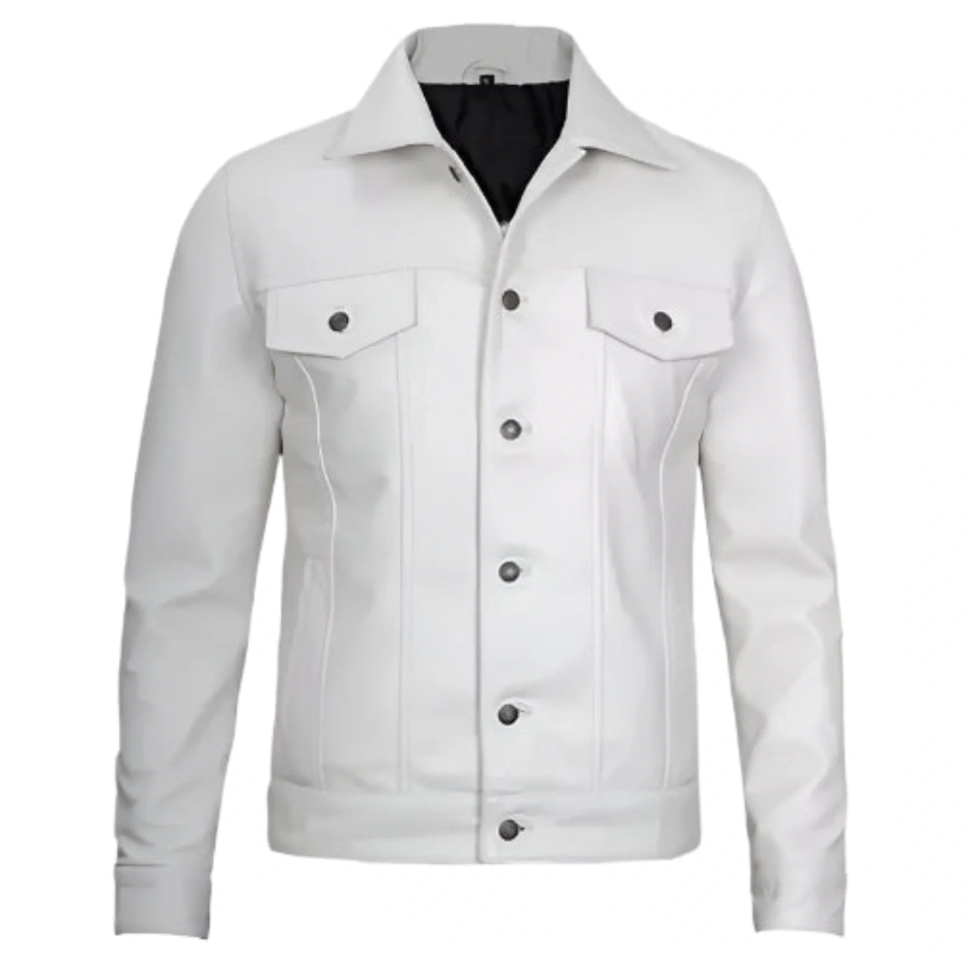 Sowachi Seldren - Men White Trucker Real Sheepskin Leather Jacket