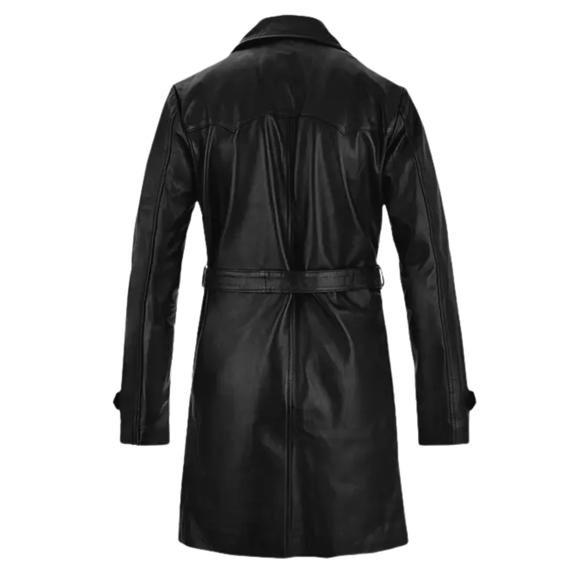 Sowachi Men's 1970's Real Leather Trench Coat