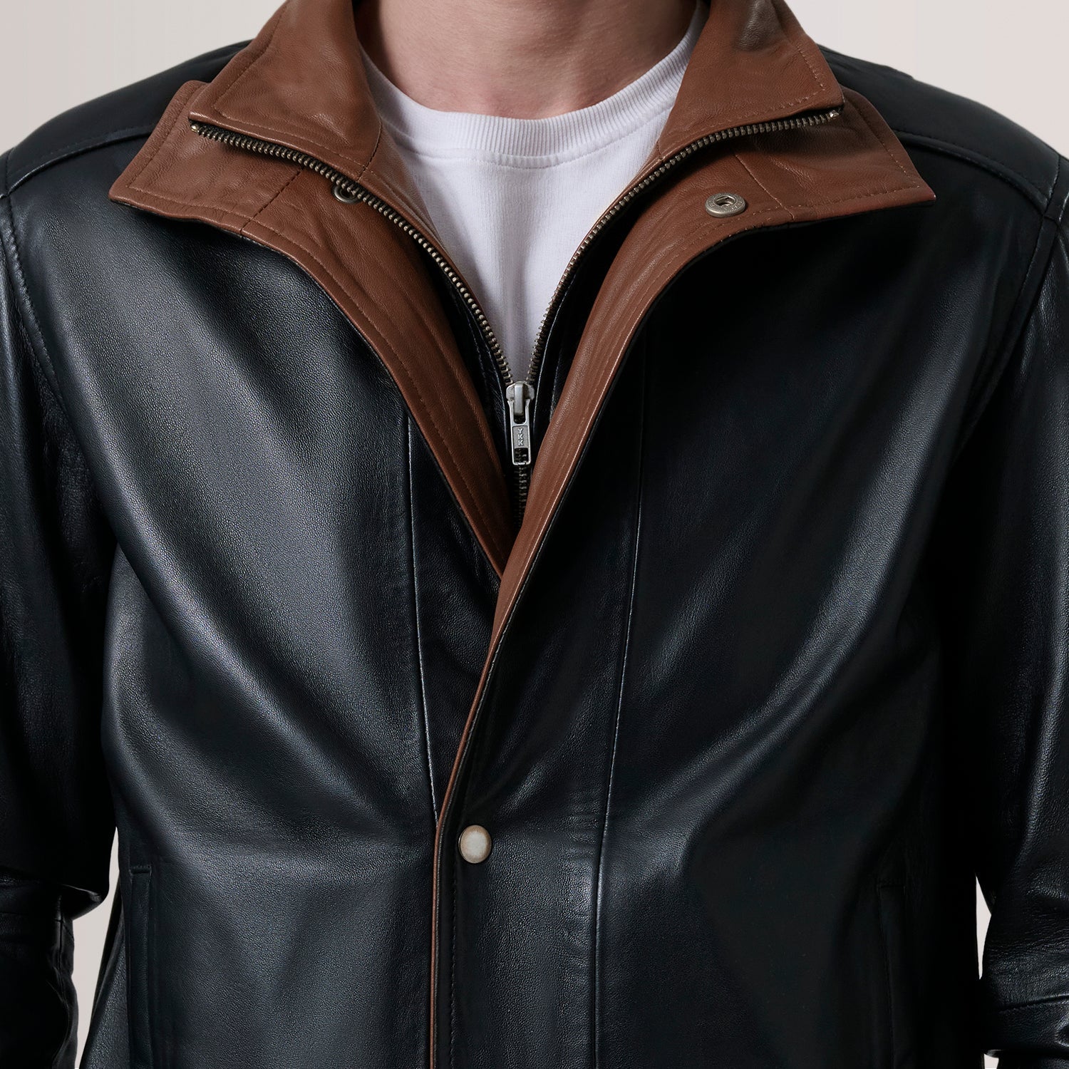Sowachi Alfred Black Leather Bomber Jacket