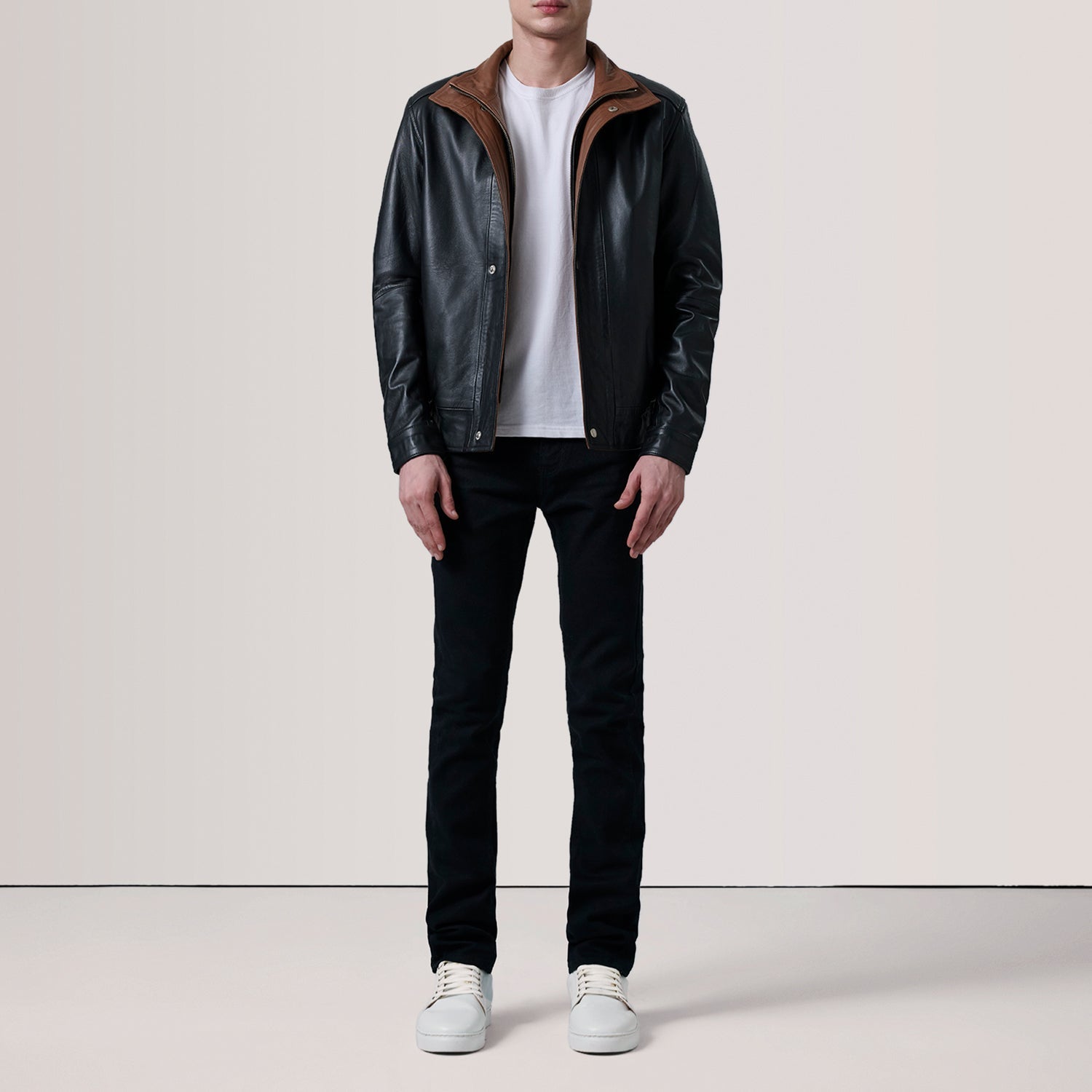 Sowachi Alfred Black Leather Bomber Jacket