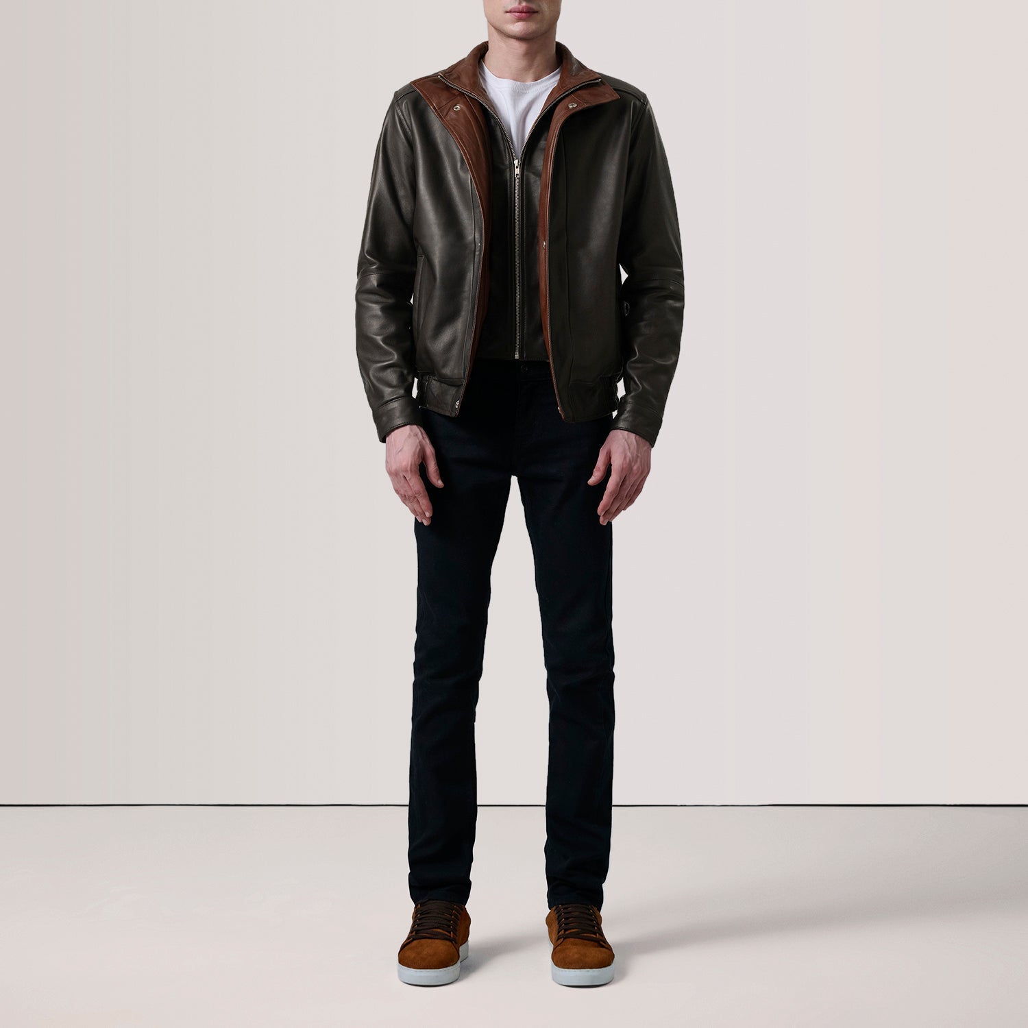 Sowachi Alfred Brown Leather Bomber Jacket
