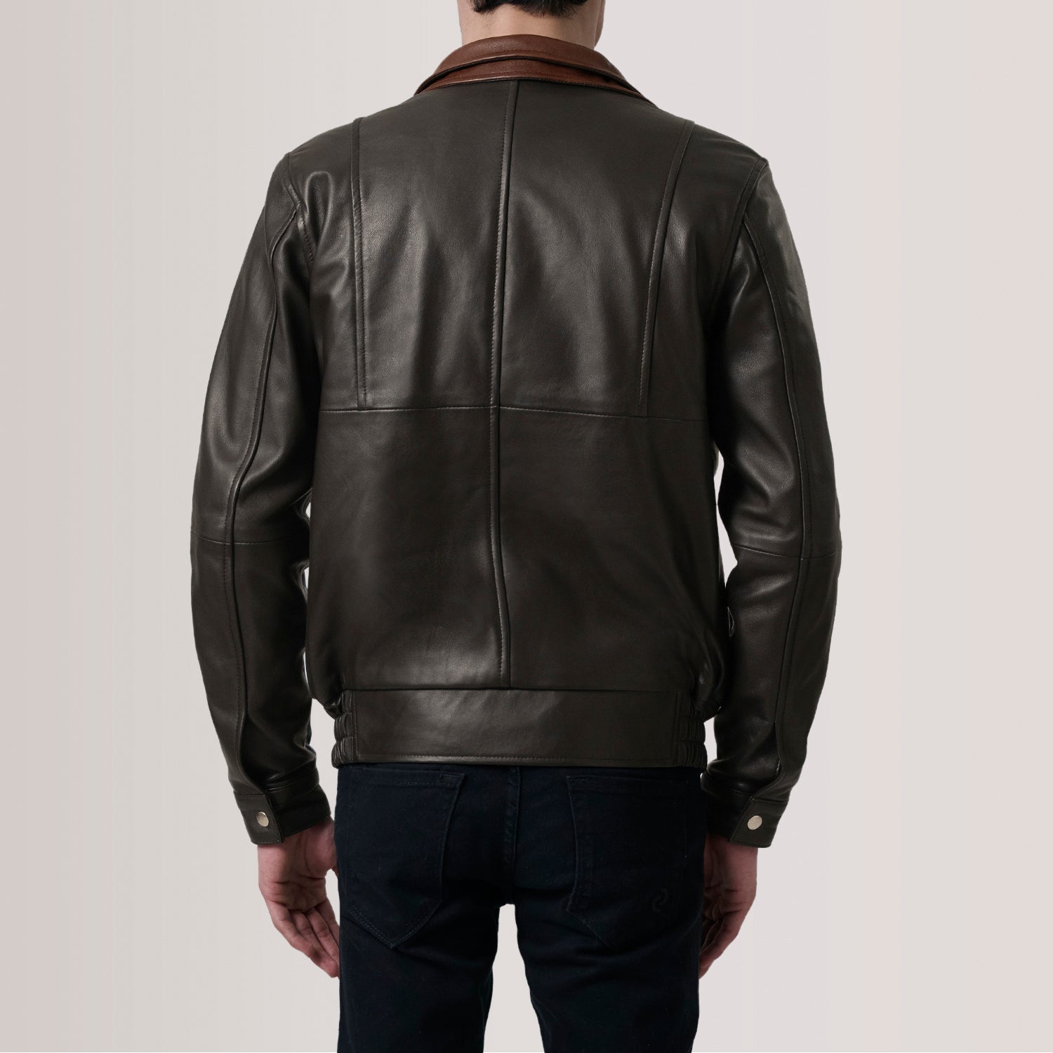 Sowachi Alfred Brown Leather Bomber Jacket