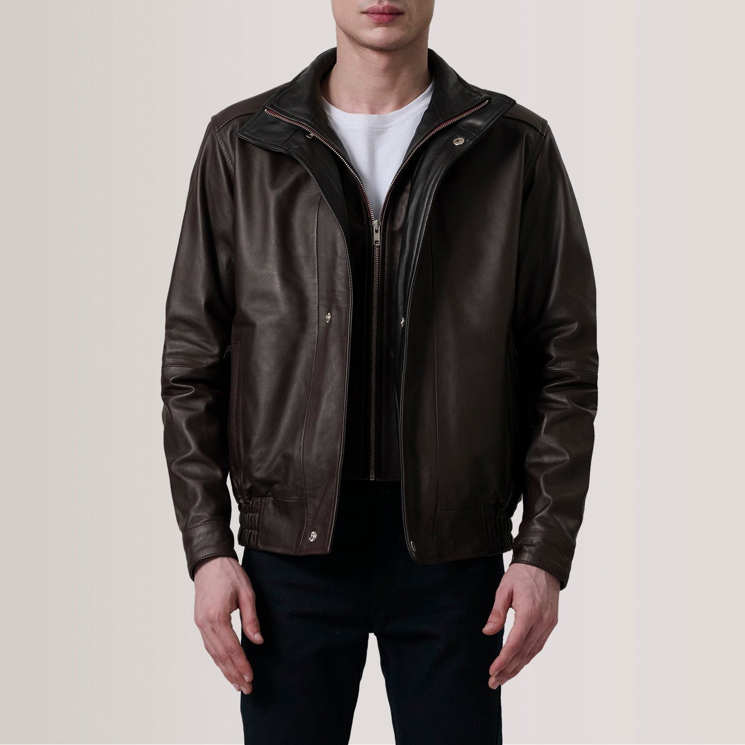 Sowachi Alfred Maroon Leather Bomber Jacket