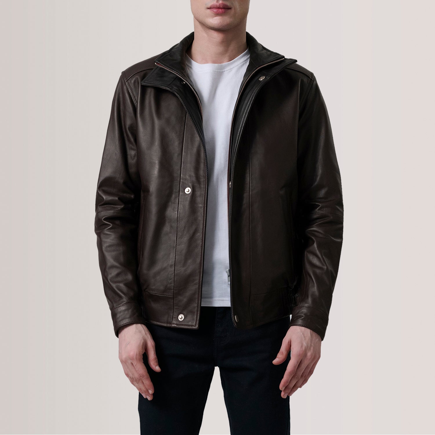 Sowachi Alfred Maroon Leather Bomber Jacket
