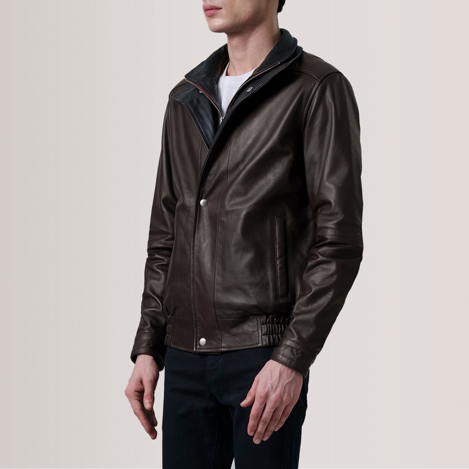 Sowachi Alfred Maroon Leather Bomber Jacket