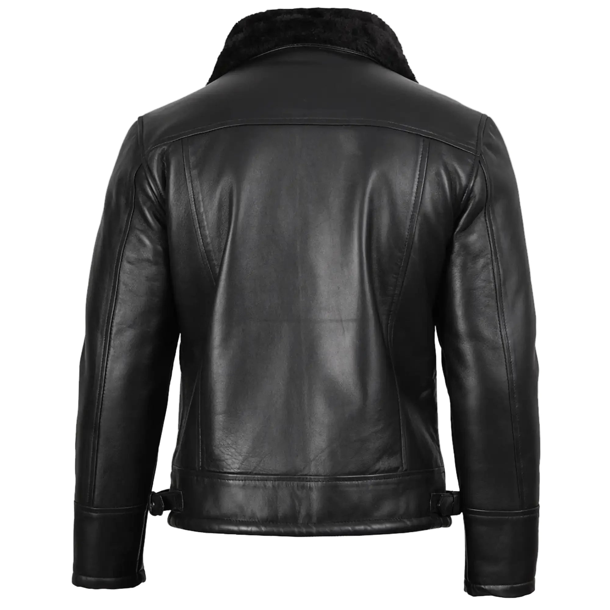 Sowachi Neldric - Men's Bomber Black Shearling Leather Jacket