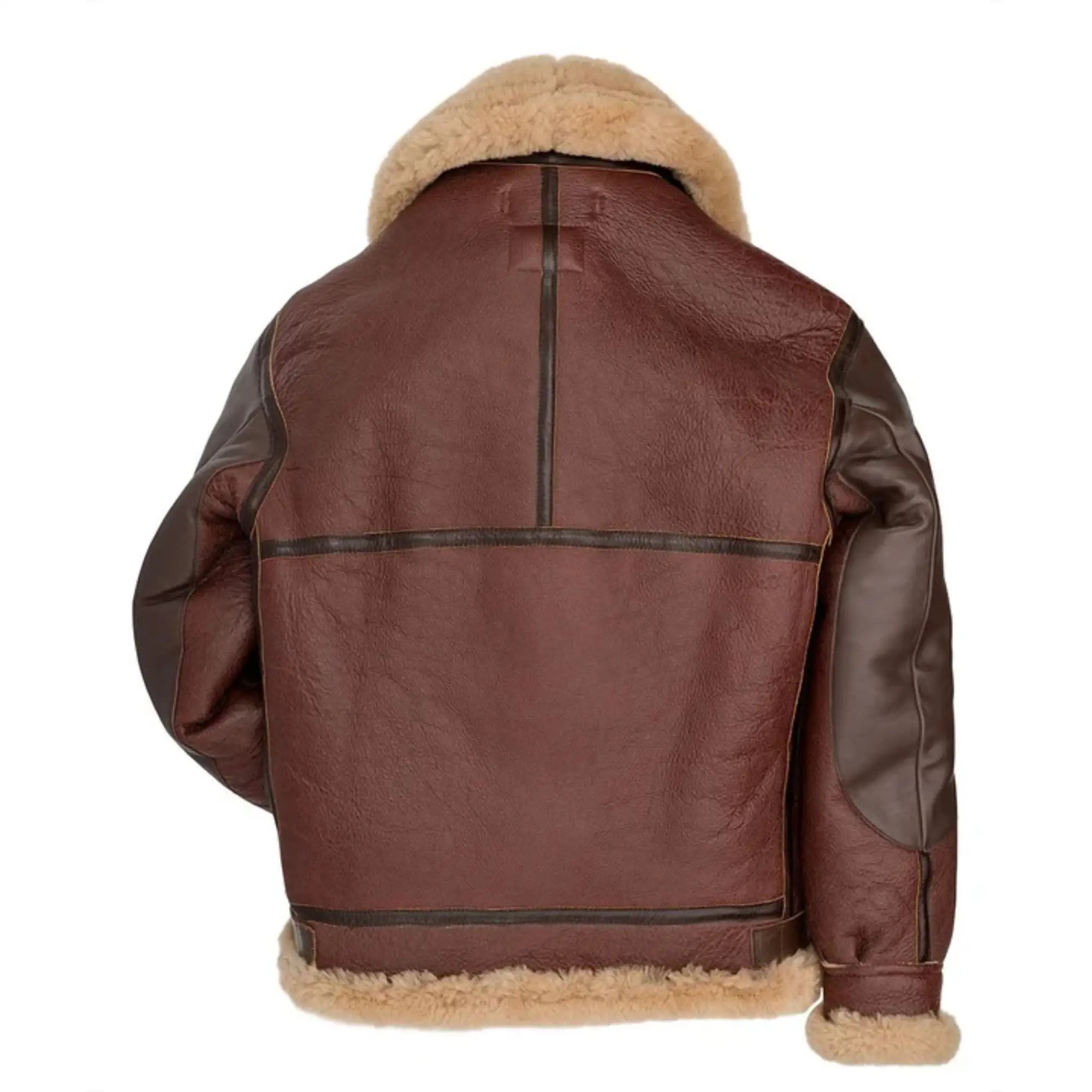 Sowachi Men's B3 Bomber Style Brown Shearling Leather Jacket