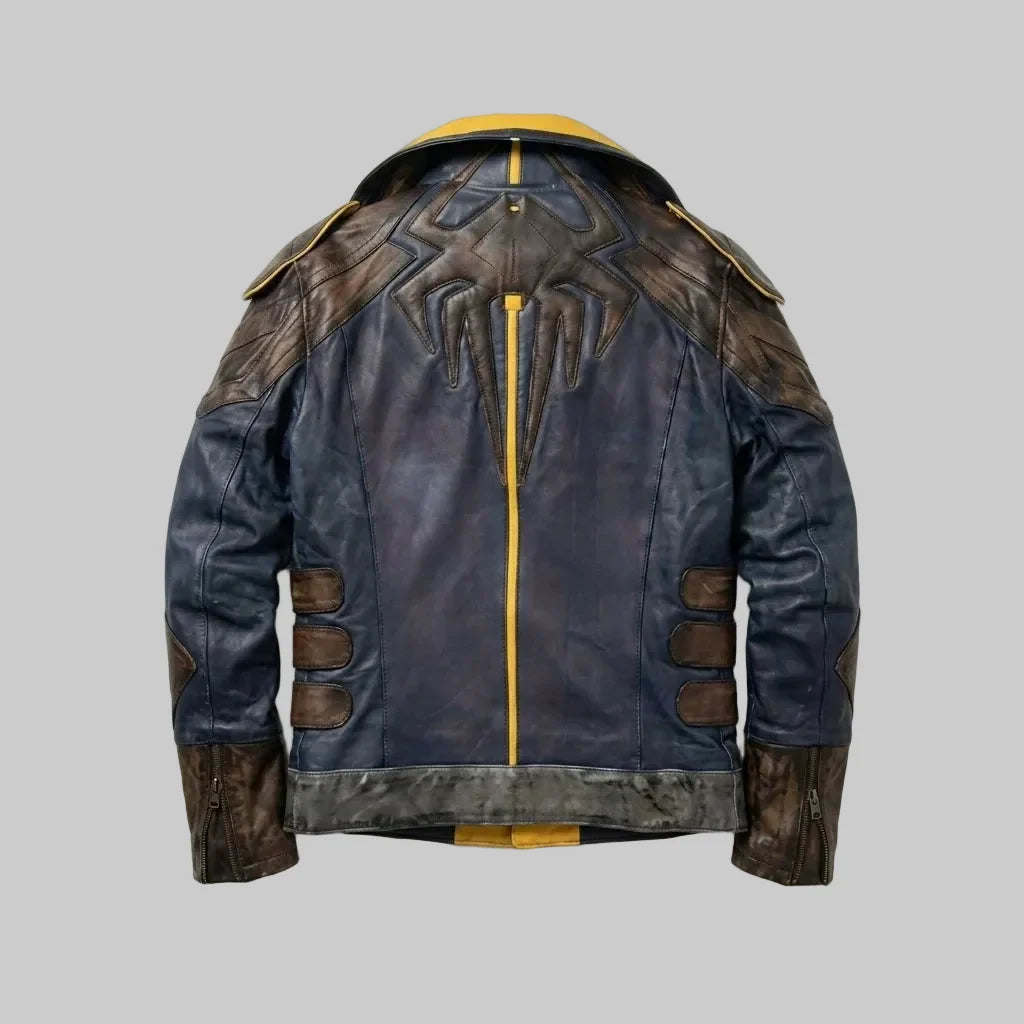 Sowachi Men's Blue Real Sheepskin Leather Video Game Inspired Jacket