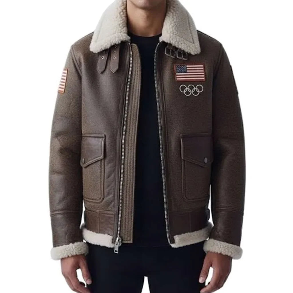 Sowachi Men's Brown Shearling Leather Jacket