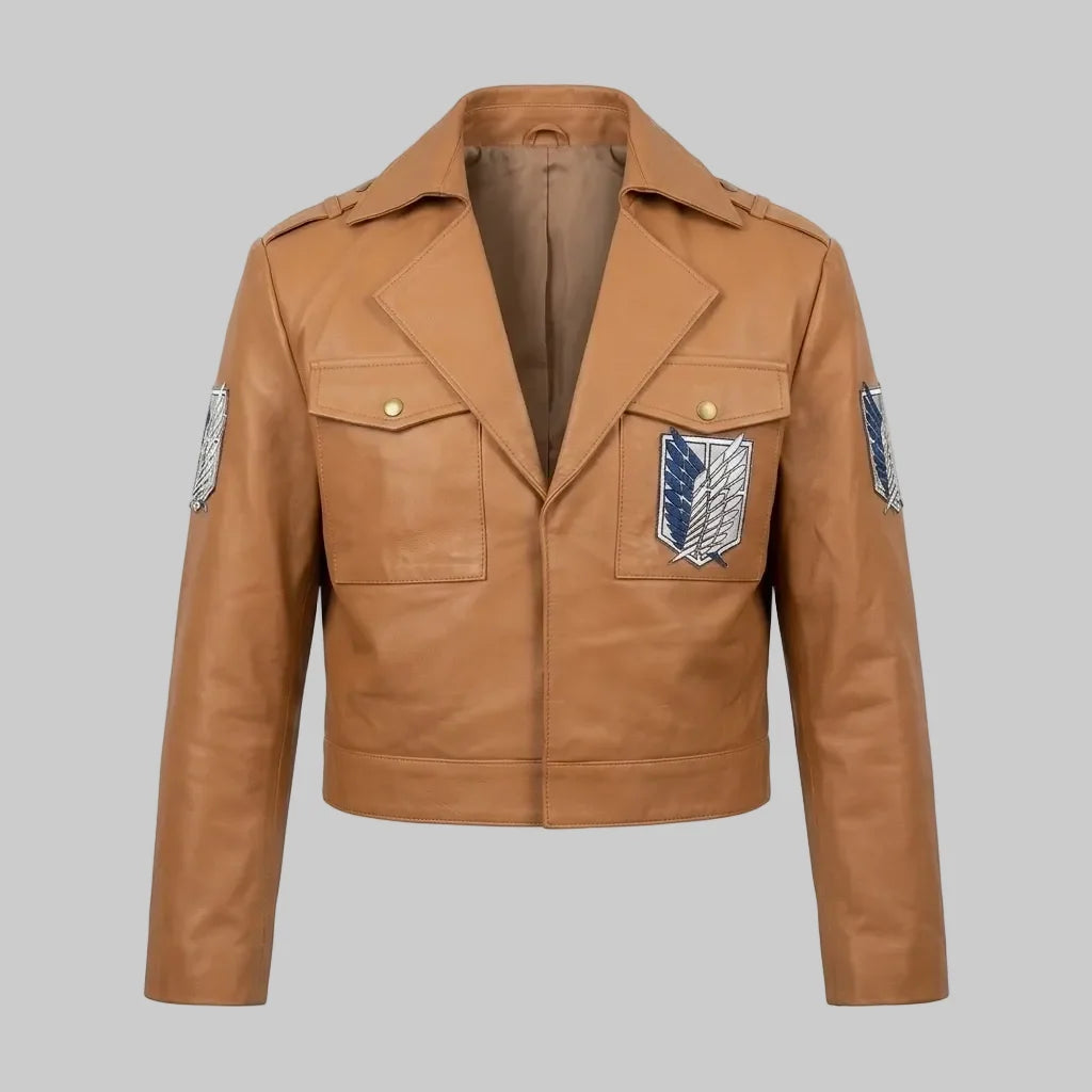Sowachi Men's Brown Sheepskin Anime Inspired Leather Jacket