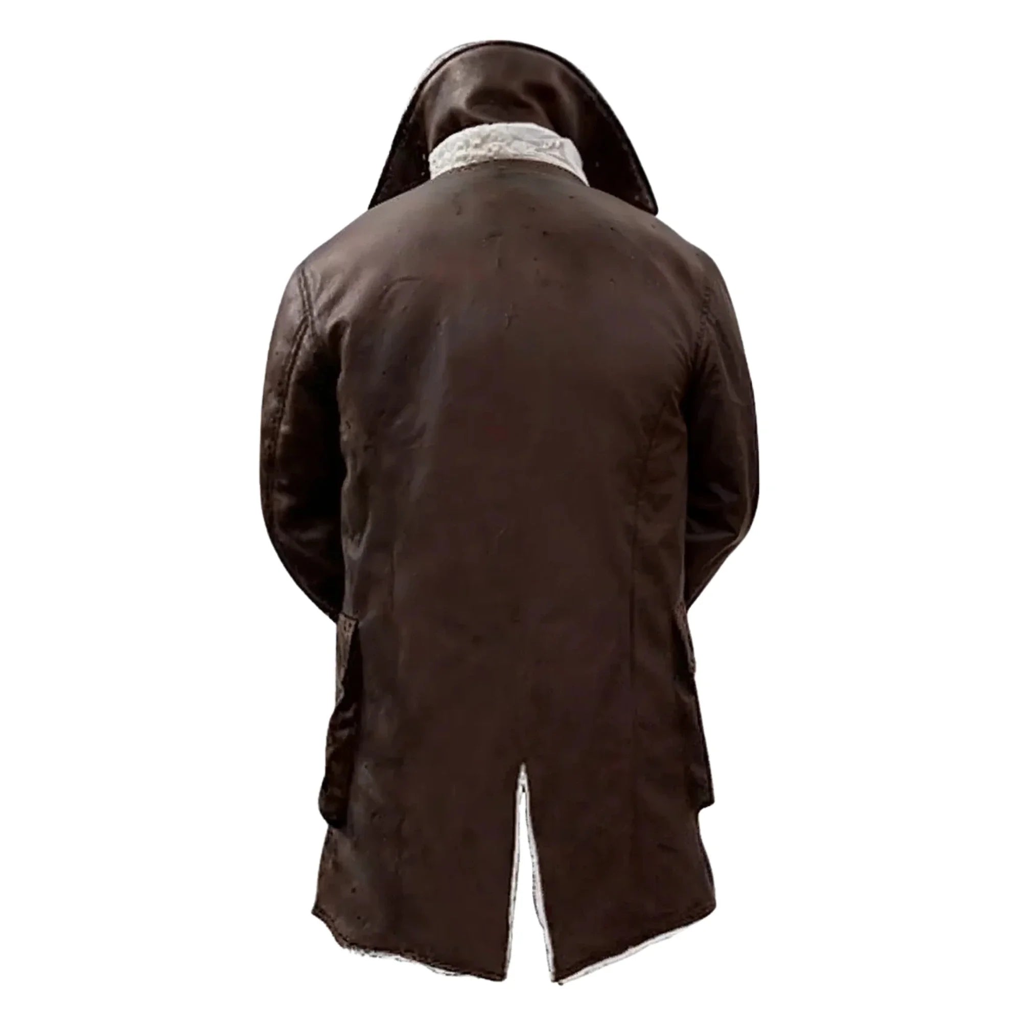 Sowachi Men's Brown Sheepskin Leather Sherpa Lining Coat