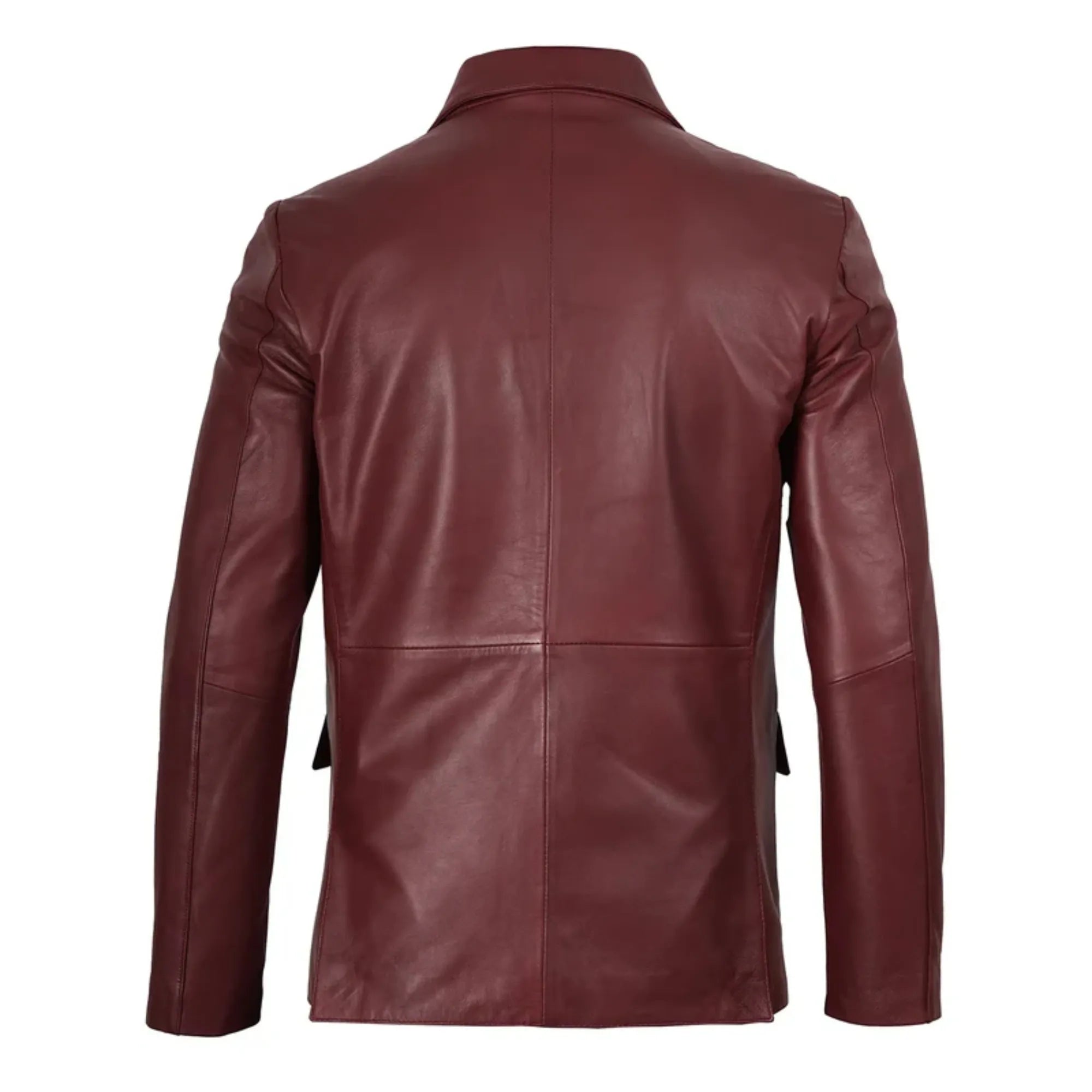 Sowachi Men's Burgundy Real Sheepskin Leather Blazer