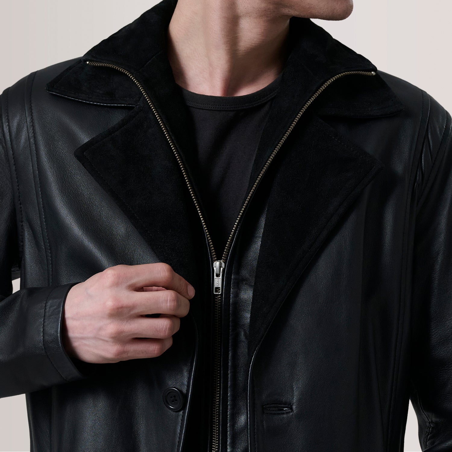 Sowachi Charlton Black Leather Single Breasted Coat
